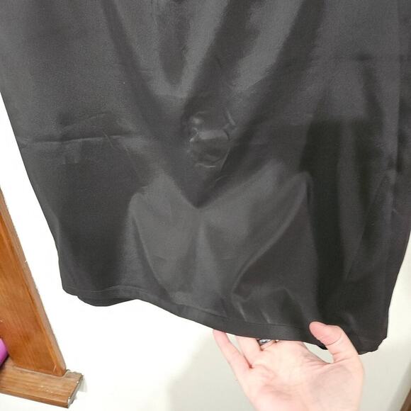 Ann Taylor Faux Leather Side Black Pencil Skirt Front Pocket Sz 6 Small Stretch - Picture 6 of 8